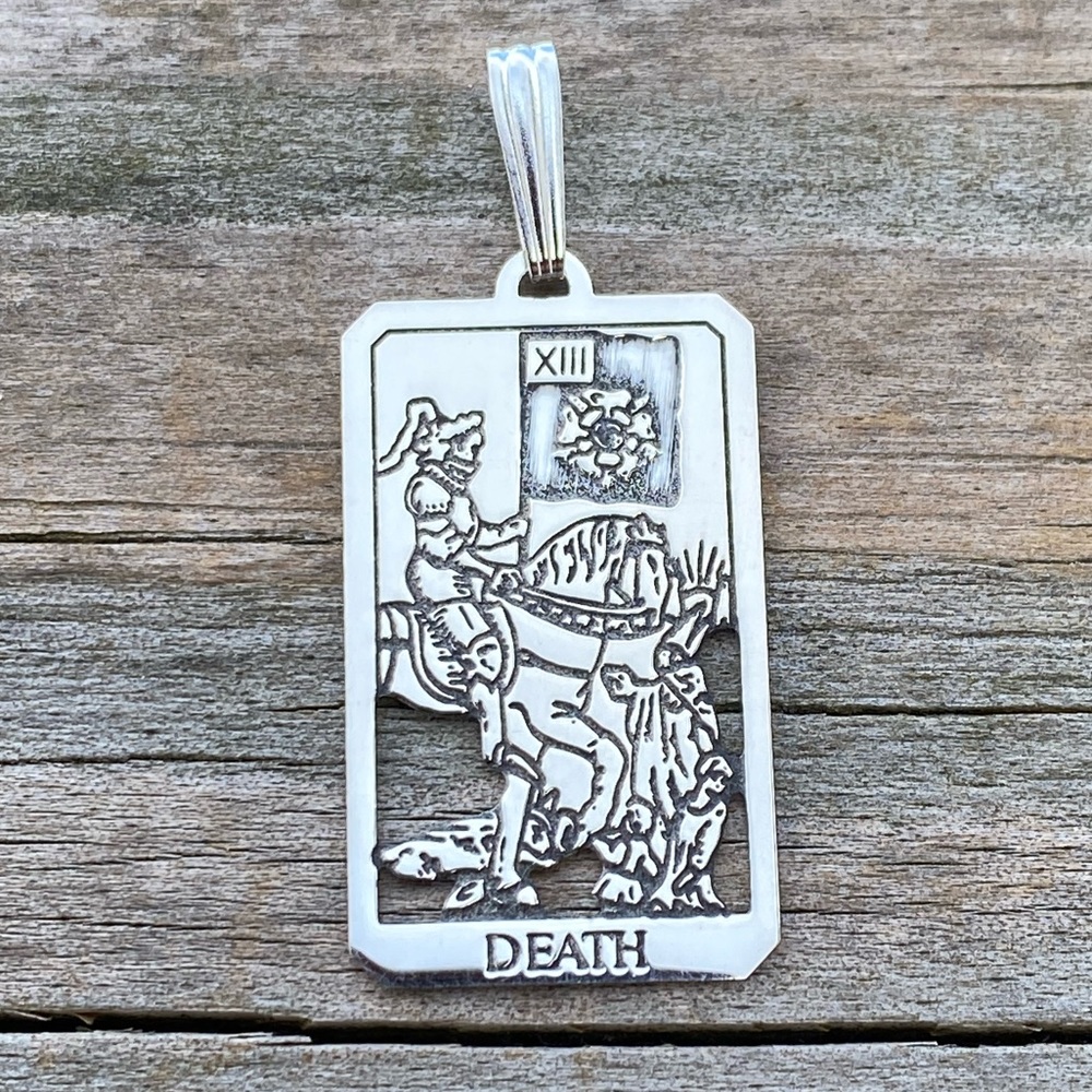 Death Tarot Card Pendant .925 Sterling Silver Dainty Made in USA dainty